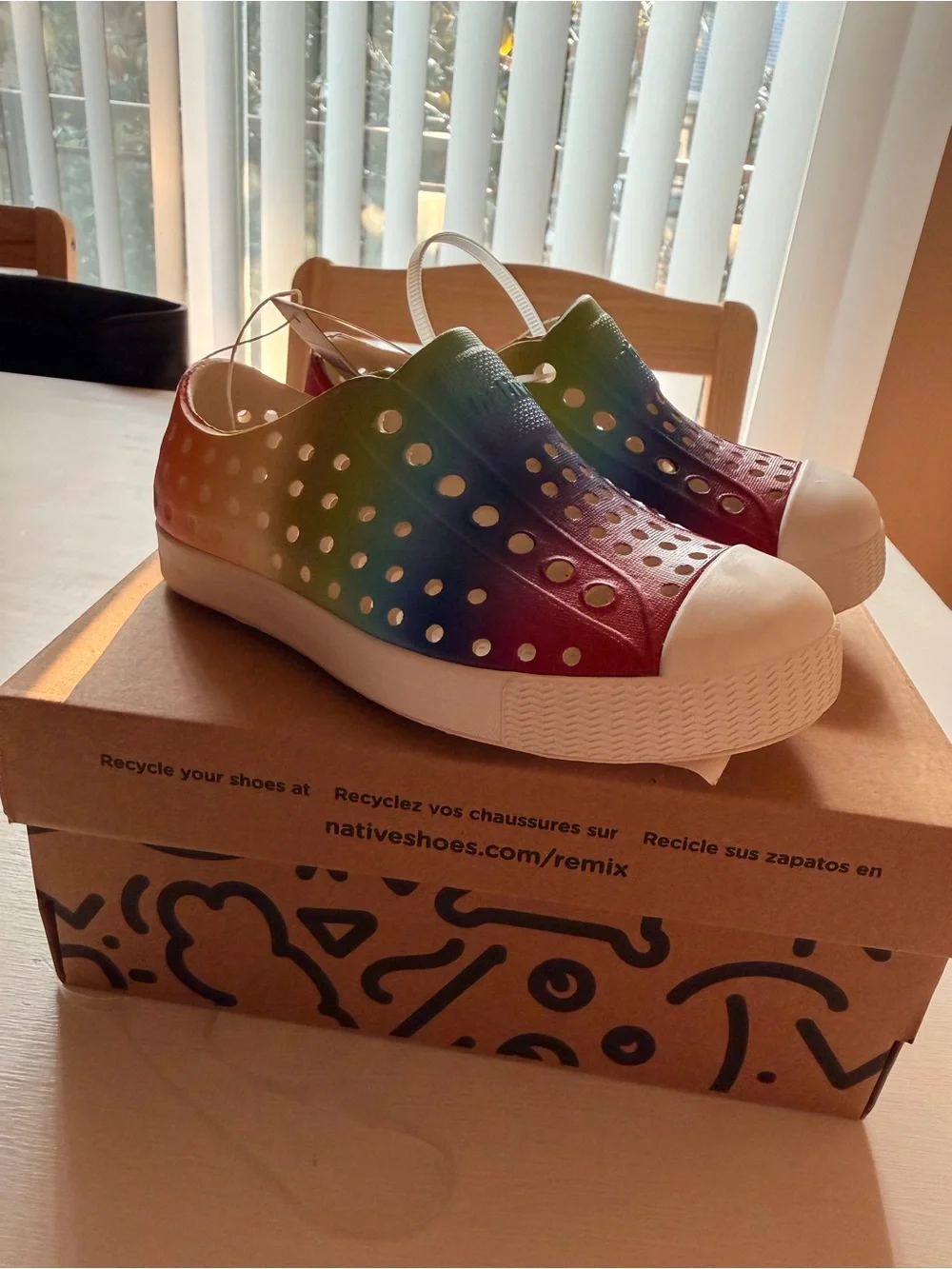 Native Kids Jefferson Slip-On Shoe in Rainbow Gradient